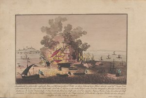 1788年6月28日和29日，俄罗斯和奥斯曼帝国舰队在黑海进行的海战，1788年。 作者 安东·巴尔泽