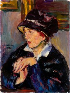 戴深色帽子的女人 - 安东-费斯托尔（1887-1930 年）布面油画作品