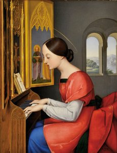 演奏风琴的罗马圣塞西莉亚 - 安东·约瑟夫·德拉格 (Joseph Anton Draeger) 的绘画 (1794-1833) 作者 安东约瑟夫德尔格