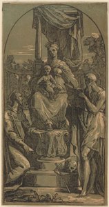 圣母子，圣杰罗姆和圣弗朗西斯 作者 Anton Maria Zanetti I，在 Parmigianino 之后