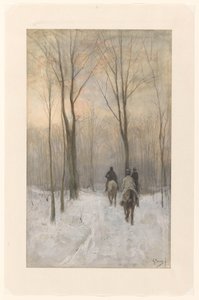 海牙博斯雪地里的骑手 海牙森林雪中的骑手