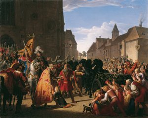 Premysl Ottokar国王的儿子Wenceslaus向哈布斯堡的鲁道夫索要他父亲的尸体，1826年。 作者 安东·彼得