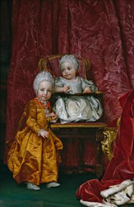 西班牙文：  Los archiduques Fernando y María Ana de Austria 奥地利大公费迪南德和大公夫人玛丽亚-安娜 作者 安东·拉斐尔·蒙斯（Anton Raphael Mengs）