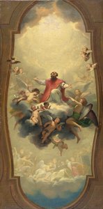 圣尤西比乌斯被带到天堂，c.1757（布面油画） 作者 安东·拉斐尔·蒙斯（Anton Raphael Mengs）