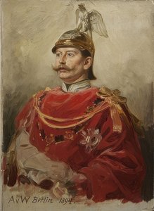威廉二世（1859-1941），德国皇帝和普鲁士国王的肖像。 1894年