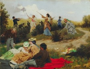 星期日旅行时条纹。 1874年