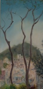 意大利树木，阿尔马尔菲海岸，2018 年（布面油画） 作者 安东尼娅·迈亚特