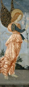 天使报喜，c.1500（杨木上的蛋彩画） 作者 罗马安东尼奥