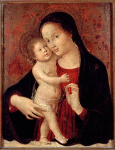 圣安东尼奥·阿奎利 (Antonio Aquili) 和安东尼奥·罗马诺 (Antoniazzo Romano)（活跃于 1461-1508 年左右）在木头上作画 46x37 基因，比安科宫广场 作者 罗马安东尼奥
