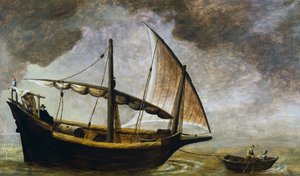 17 世纪的热那亚葡萄酒船，20 世纪（绘画） 作者 安东尼诺·特拉维索