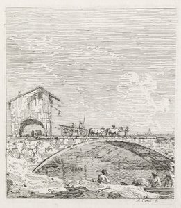 风景：一辆马车越过一座桥，1735-1746年。 作者 乔瓦尼·安东尼奥运河（Canaletto）