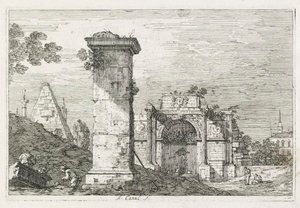 视图：孤立的柱子，1735-1746年。 作者 乔瓦尼·安东尼奥运河（Canaletto）