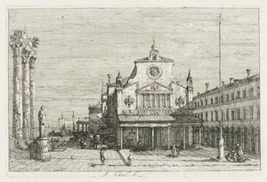 视图：三列和一个雕像在海岸上，1735-1746年。 作者 乔瓦尼·安东尼奥运河（Canaletto）