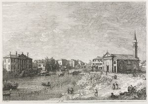 风景：多洛（Dolo），布伦塔镇（Brenta），威尼斯西部，1735-1746年的风景。 作者 乔瓦尼·安东尼奥运河（Canaletto）