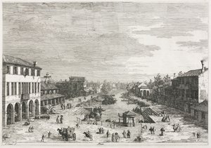 风景：威尼斯省的一个小镇麦斯特（Mestre）风景，1735-1746年。 作者 乔瓦尼·安东尼奥运河（Canaletto）