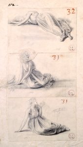 安东尼奥-卡诺瓦（1757-1822）的三个不同姿势的女性形象，绘图 作者 安东尼奥·卡诺瓦