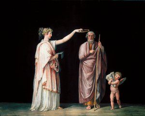 缪斯卡利奥佩和荷马。 安东尼奥·卡诺瓦（Antonio Canova，1757-1822 年）的蛋彩画，约 1798 年。 作者 安东尼奥·卡诺瓦
