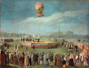 查尔斯四世（Charles IV）法院在场时乘气球升空，ca。 1783年