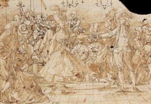 “小步舞曲” - 安东尼奥·卡萨诺瓦斯 (Antonio Casanovas) 的作品 Torrents (1752-1796) 小步舞曲钢笔，棕色印度墨水纸本 c. 1780 加泰罗尼亚国家艺术博物馆，巴塞罗那 20.9x30 作者 安东尼奥·卡萨诺瓦斯 i torrent