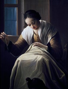 女裁缝，安东尼奥·西弗隆迪 (1657-1730) 作，布面油画 作者 安东尼奥·西弗隆迪