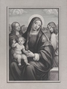 带有天使的圣母玛利亚和孩子，1822-88。 作者 安东尼奥·达尔科
