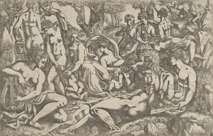 帕纳索斯山脚下的缪斯，1540-45。 作者 安东尼奥·范图齐