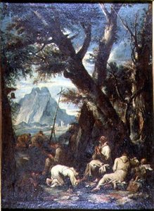 有隐士的乡村，约1700-10（布面油画） 作者 安东尼奥·弗朗切斯科·佩鲁佐尼