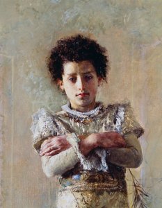 杂技演员，细节，安东尼奥-曼奇尼（1852-1930），布面油画，250.5x111.5厘米 作者 安东尼奥·曼奇尼