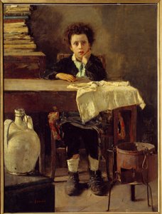 小学生或穷学生 画家：安东尼奥-曼奇尼(1852-1930) 19世纪 太阳。1,3x0,97米 巴黎，奥赛博物馆