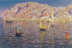 马略卡岛帕尔马湾风景 - 安东尼奥-穆诺兹-德格兰（1840-1924 年） - 约 1905 年 - 布面油画 - 89x133,5 - 马拉加卡门-蒂森博物馆