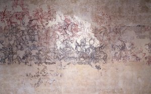 比武招亲，皮萨内罗厅（原普林西比厅）壁画碎片（Sinopia）。