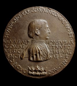 阿拉贡的阿方索五世（Alfonso the Magnanimus或大帝）的奖章。意大利语为Alfonso il magnanimo或Alfonso V di Aragona 作者 安东尼奥·皮萨内洛