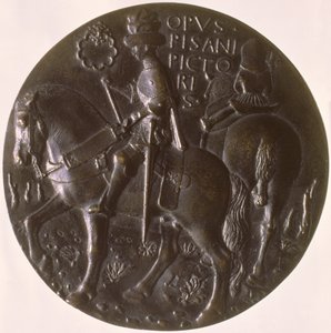 肖像奖章，反向描绘Gianfrancesco Gonzaga 13945-1444在一匹马上，1446-8青铜为正面看96843