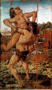 赫拉克勒斯十二幅作品：《赫拉克勒斯（Hercules）举起巨大的赌注》 安东尼奥·本奇（Antonio Benci）的画作《波拉约洛（Pollaiuolo）》（1431-1498）