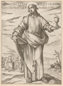 圣约翰
Qui conceptus est de spiritu sancto natus ex Maria virgine（物品上的标题）
基督、玛利亚和使徒（系列标题） 作者 尼古拉·范·阿尔斯特