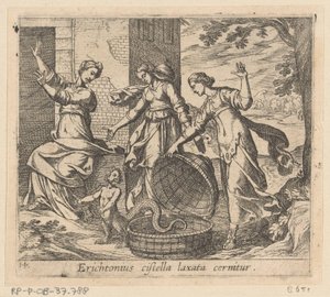 从篮子里放出来的 Erichthonius
Erichtonius cistella laxata cernitur（物体上的标题）
变形记》（丛书名）
奥维德变形记》（丛书名） 作者 彼得·德·乔德 (I)
