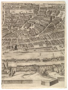 罗马市规划：第9页，纳沃纳广场，菲奥雷广场和圣安德烈教堂，1645年。 作者 安东尼奥·坦佩斯塔