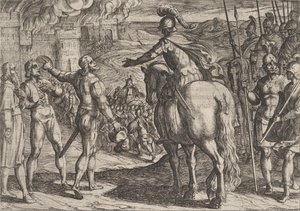 图版34：罗马人烧毁荷兰乡村，出自《罗马人对......的战争》，1611年。