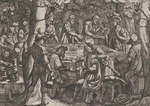 图版4：Civilis告诉荷兰长老，他们正被罗马人当作奴隶对待......，1611年。 作者 安东尼奥·坦佩斯塔