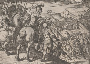 图版5：亚历山大指挥战斗，摘自《亚历山大大帝的事迹》，1608年、 作者 安东尼奥·坦佩斯塔