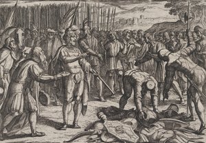 图版7：德国特使访问Civilis，摘自《罗马人对巴达维亚人的战争》，1611年。 作者 安东尼奥·坦佩斯塔