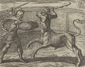 特修斯和米诺陶洛斯 Minotaurum特修斯 vincit，出自《变形记》，1606年后出版。