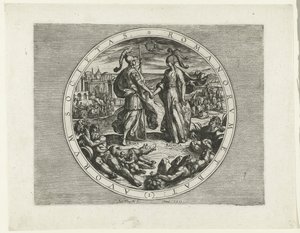 巴达维亚起义》系列标题印刷品，69-70 年
Romanorum et Batavorum Societas (1)（物品上的标题）
巴达维亚起义（系列标题）
Batavorum cum Romanis Bellum, à Corn. Tacito / De Batavische Oft Oude Hollandtsche Oorloghe teghen de Romeynen ( 作者 奥托·范·维恩（可能）
