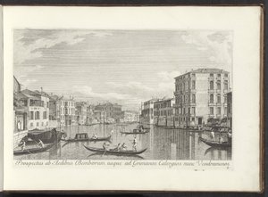威尼斯大运河、本博宫和文德拉明-卡勒基宫景观
Prospectus ad Aedibus Bemborum usque ad Grimanos Calergios nunc Vendramenos（物上标题）
威尼斯名胜古迹，前安东尼运河图三十八页（英文 作者 卡纳莱托
