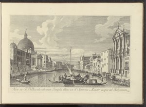 Gezicht op het Canal Grande, de Santa Maria di Nazareth en de San Simeone Piccolo te Venetië
Hinc ex F.F. Discalceatorum Templo, illinc ex S. Simeone Minore usque ad Fullonium （物上标题）
Urbis Venetiarum prospectus celebriores, ex Antonii Canal ta 作者 卡纳莱托