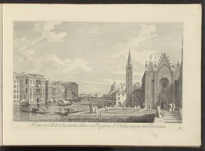 Gezicht op het Canal Grande en de Chiesa di Santa Maria della Carità te Venetië
Hinc ex aede Charitatis, illinc ex Regione S. Vitalis usque ad Telonium （物上标题）
Urbis Venetiarum prospectus celebriores, ex Antonii Canal tabulis XXXVIII aere expre 作者 卡纳莱托