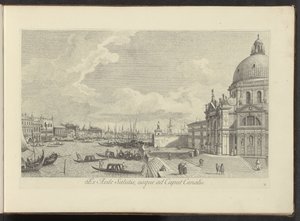 Gezicht op het Canal Grande en de Santa Maria della Salute te Venetië
Ex Aede Salutis, usque ad Caput Canalis（物上标题）
Urbis Venetiarum prospectus celebriores, ex Antonii Canal tabulis XXXVIII aere expressi ab Antonio Vissentini in partes tres d. 作者 卡纳莱托
