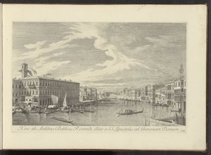 威尼斯大运河之旅
Hinc ad Aedibus Publicis Rivoalti, illinc a SS.Apostolis ad Grimanam Domum（物品上的标题）
Urbis Venetiarum prospectus celebriores, ex Antonii Canal tabulis XXXVIII aere expressi ab Antonio Vissentini in partes t 作者 卡纳莱托
