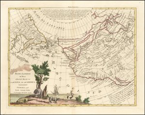 1776 年地图 - 俄罗斯人在亚洲和美洲南海以北的新发现 作者 安东尼奥·扎塔（Antonio Zatta）