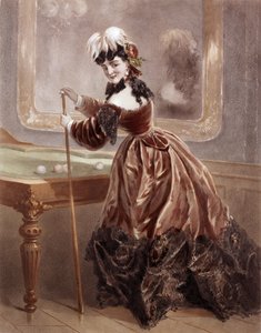 第二帝国时的妓女打台球（彩色雕刻） 作者 安东尼·保罗·埃米尔·莫隆